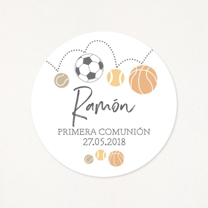 Pegatina personalizada comunión Modelo Fútbol
