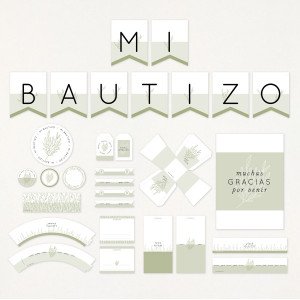 Imprimible KIT fiesta bautizo - "RAMILLETE" 2