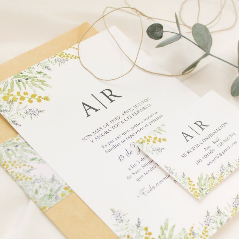 Invitación boda sobre artesanal - "FLORA"