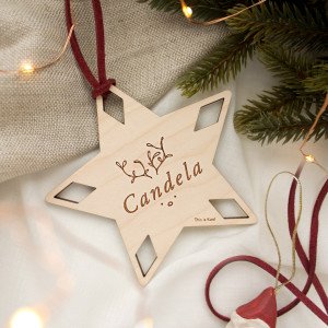 Estrella navidad personalizada madera - "XMAS"