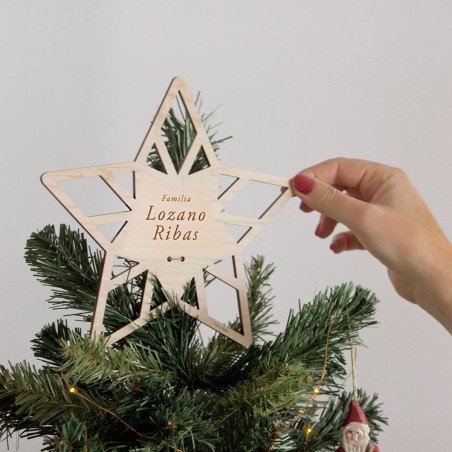 Estrella árbol navidad personalizada madera - "XMAS"