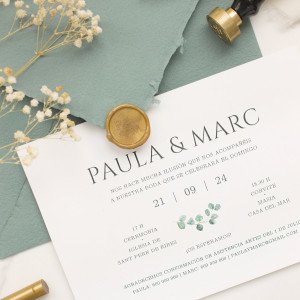 Invitación boda sobre artesanal - "EUCALIPTO" 2