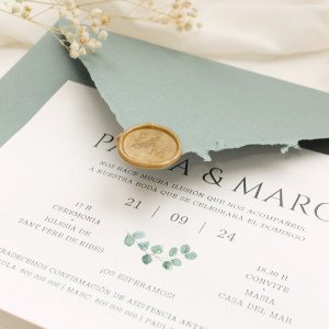 Invitación boda sobre artesanal - "EUCALIPTO"