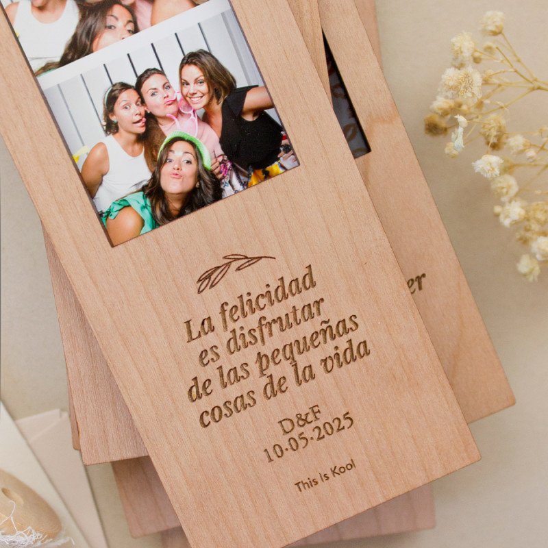 Portafotos fotoràpid fusta casament - "TIRA VERTICAL 5x15cm"