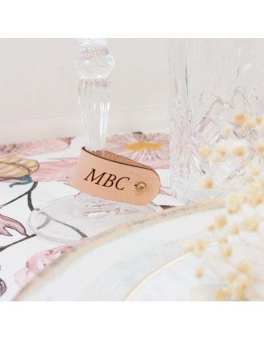 Marcador copas cuero boda - "MONOGRAM"