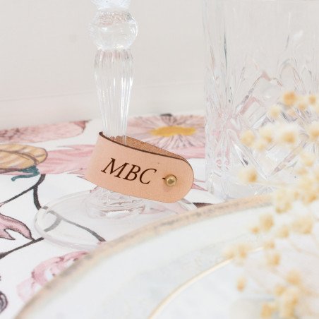 Marcador copas cuero boda - "MONOGRAM"