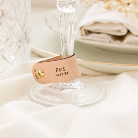 Marcador copas cuero boda - "MONOGRAM"