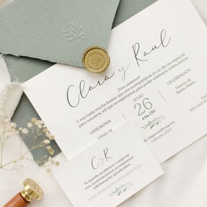 Invitación boda sobre artesanal - "OLIVO"