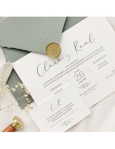 Invitación boda sobre artesanal - "OLIVO"