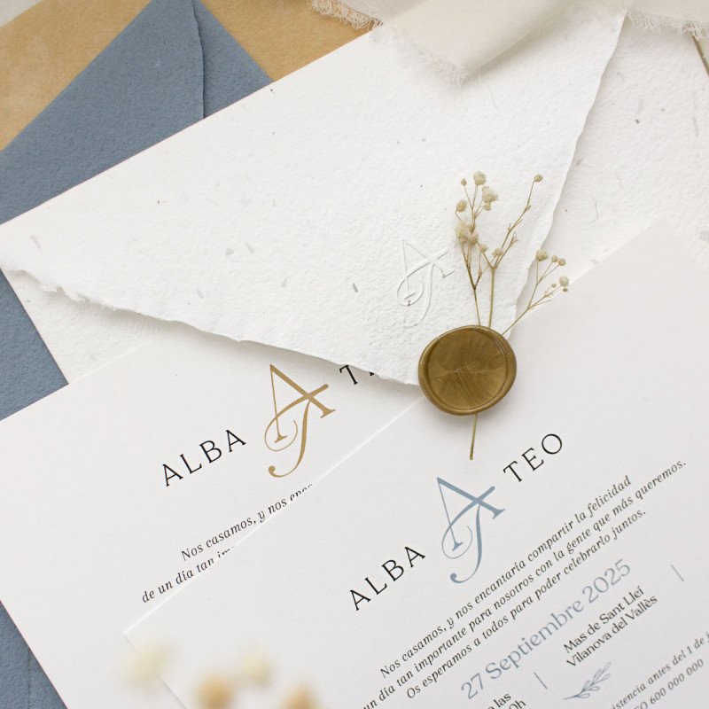 Invitación boda sobre artesanal - "ROMANCE"