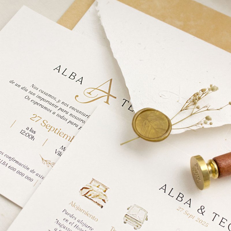 Invitación boda sobre artesanal - "ROMANCE"