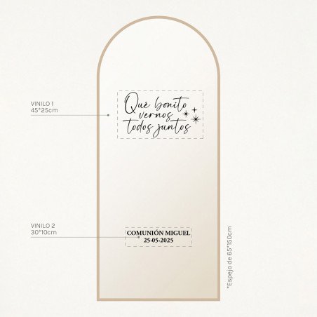 Pack vinilo adhesivo bautizo y comunión - "QUÉ BONITO VERNOS TODOS JUNTOS"