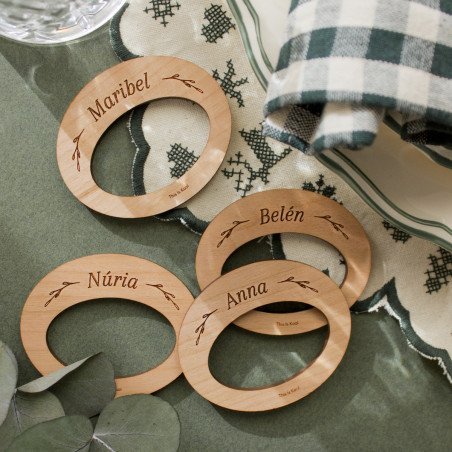 Argolla de fusta personalitzada per a tovallons