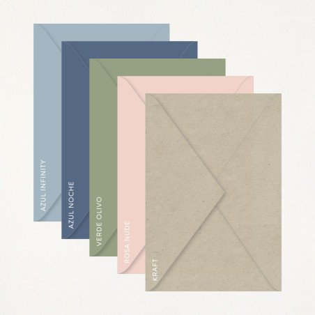 Opciones de colores de sobres para invitaciones de comunión LILLY