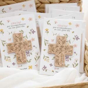 Imán madera comunión cruz -...