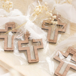 Imán madera comunión cruz -...