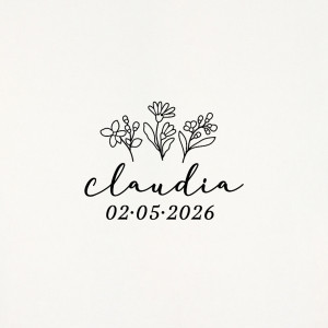 Sello de madera de Primera Comunión con motivo floral BETANIA.