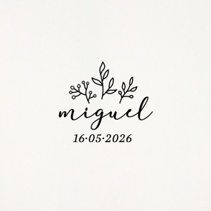 Segell de fusta de Primera Comunió amb motiu floral BETANIA. 2