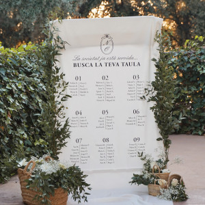 Seating plan tela boda con estructura metálica 2