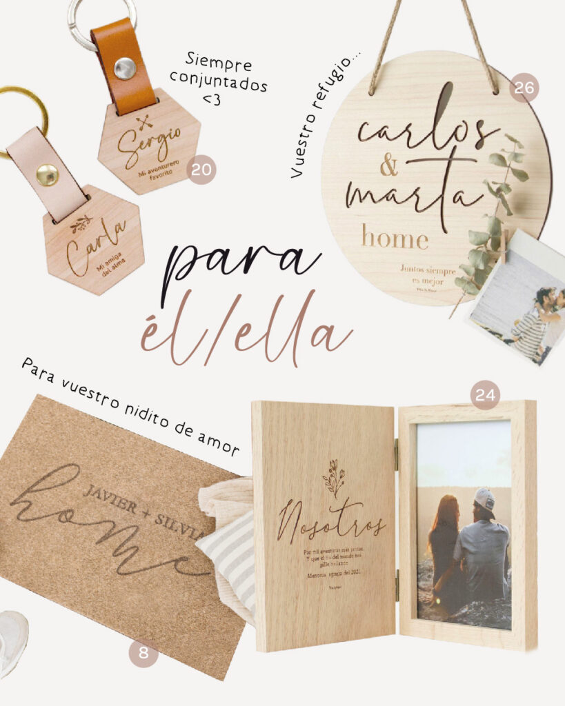Ideas de regalo para parejas: llaveros, placa decorativa, felpudo o marco de fotos todo personalizado