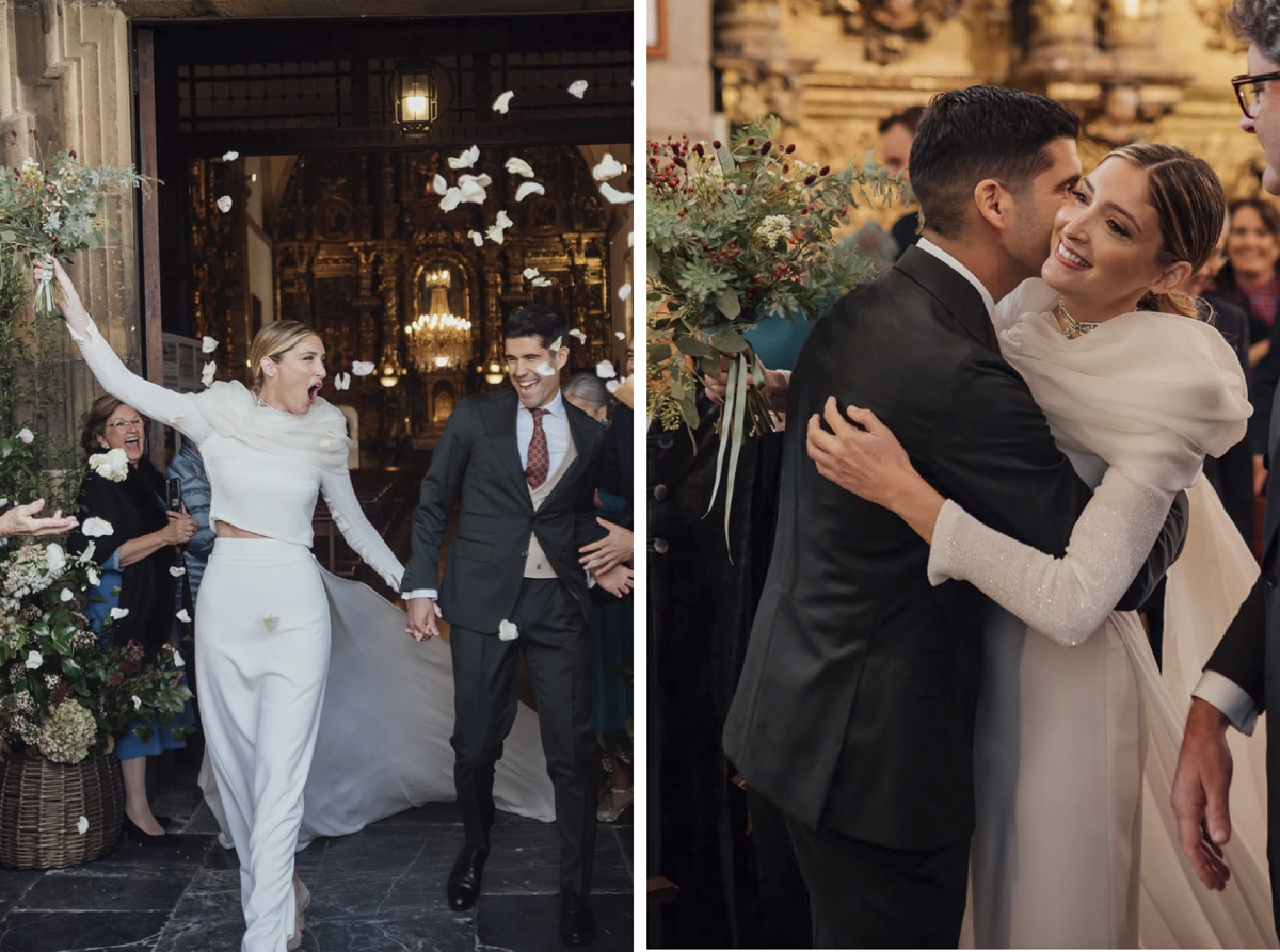Pareja de novios que se casan en invierno