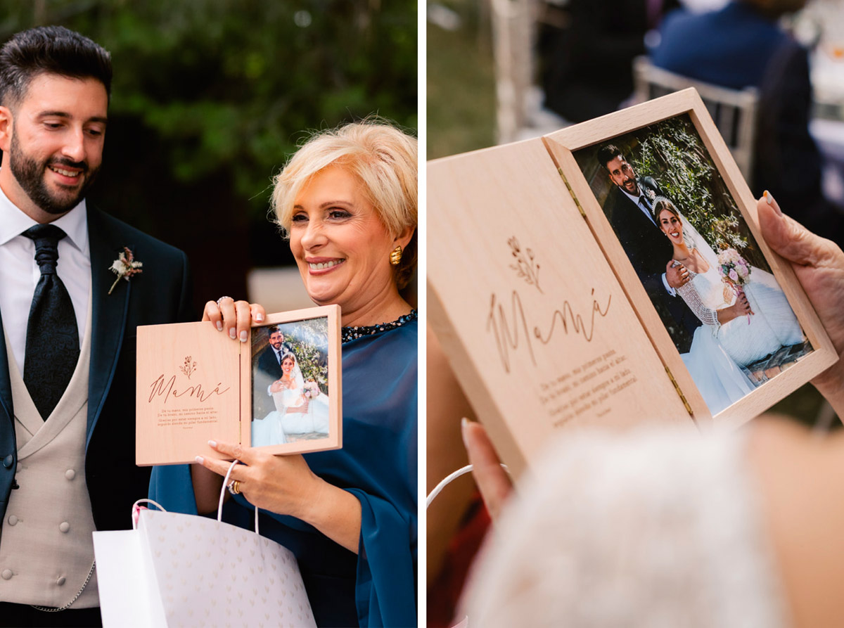 Marco Message de madera con dedicatoria para la madre