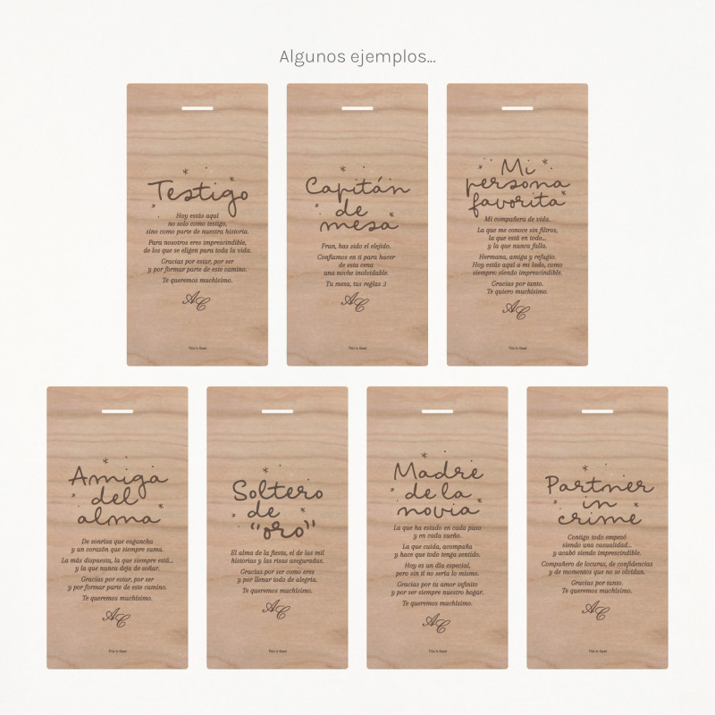 ejemplos de personalización para la placa para invitado especial de boda