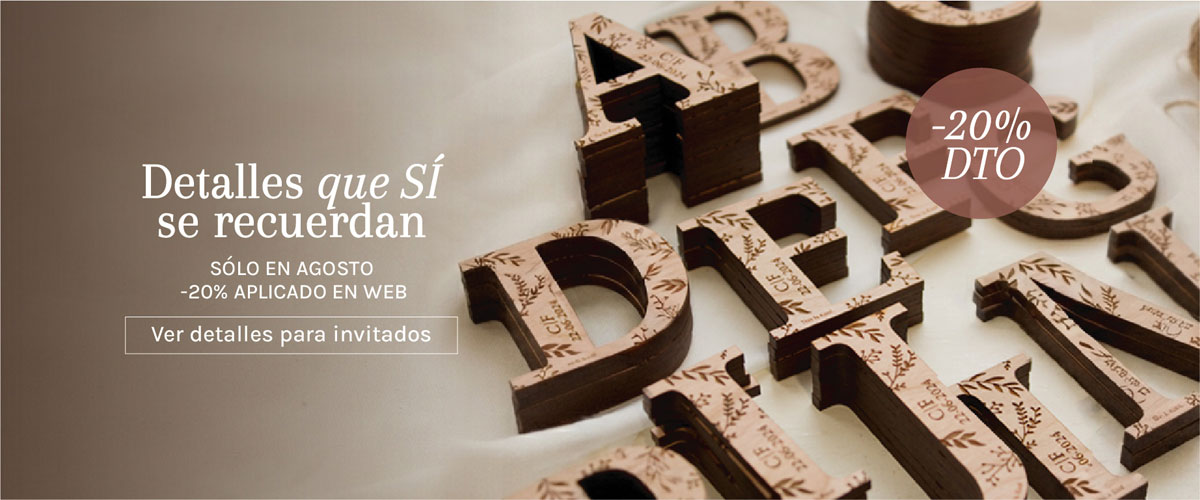 Promo Agosto | 20% DTO Detalles invitados boda