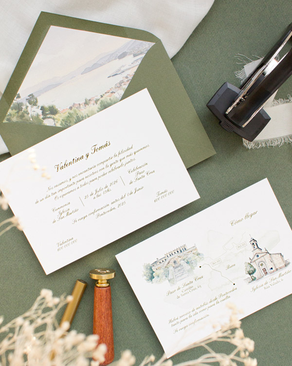 Invitaciones de boda personalizadas con ilustraciones y dise&ntilde;os elegantes