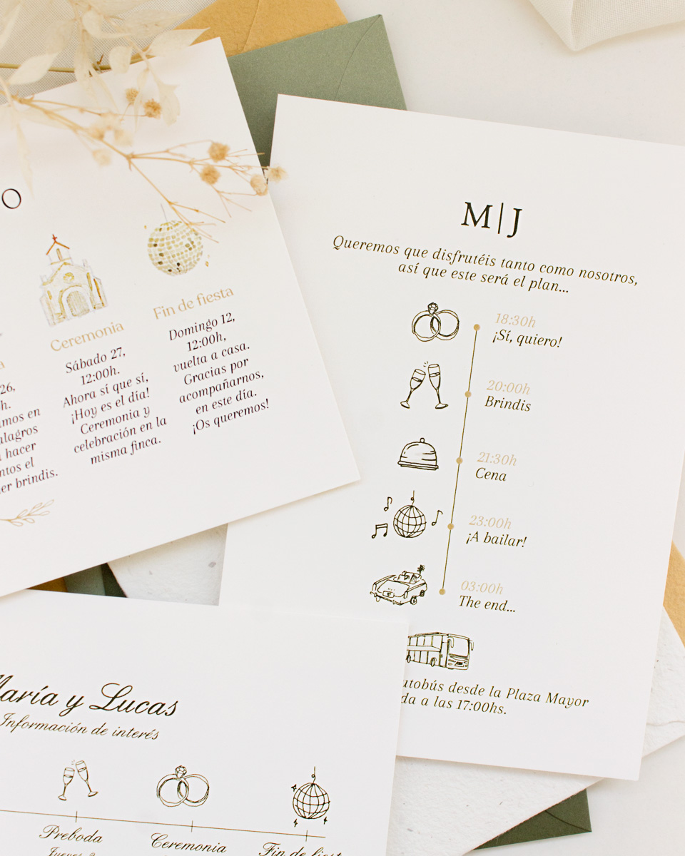 Timelines o programas de boda personalizados